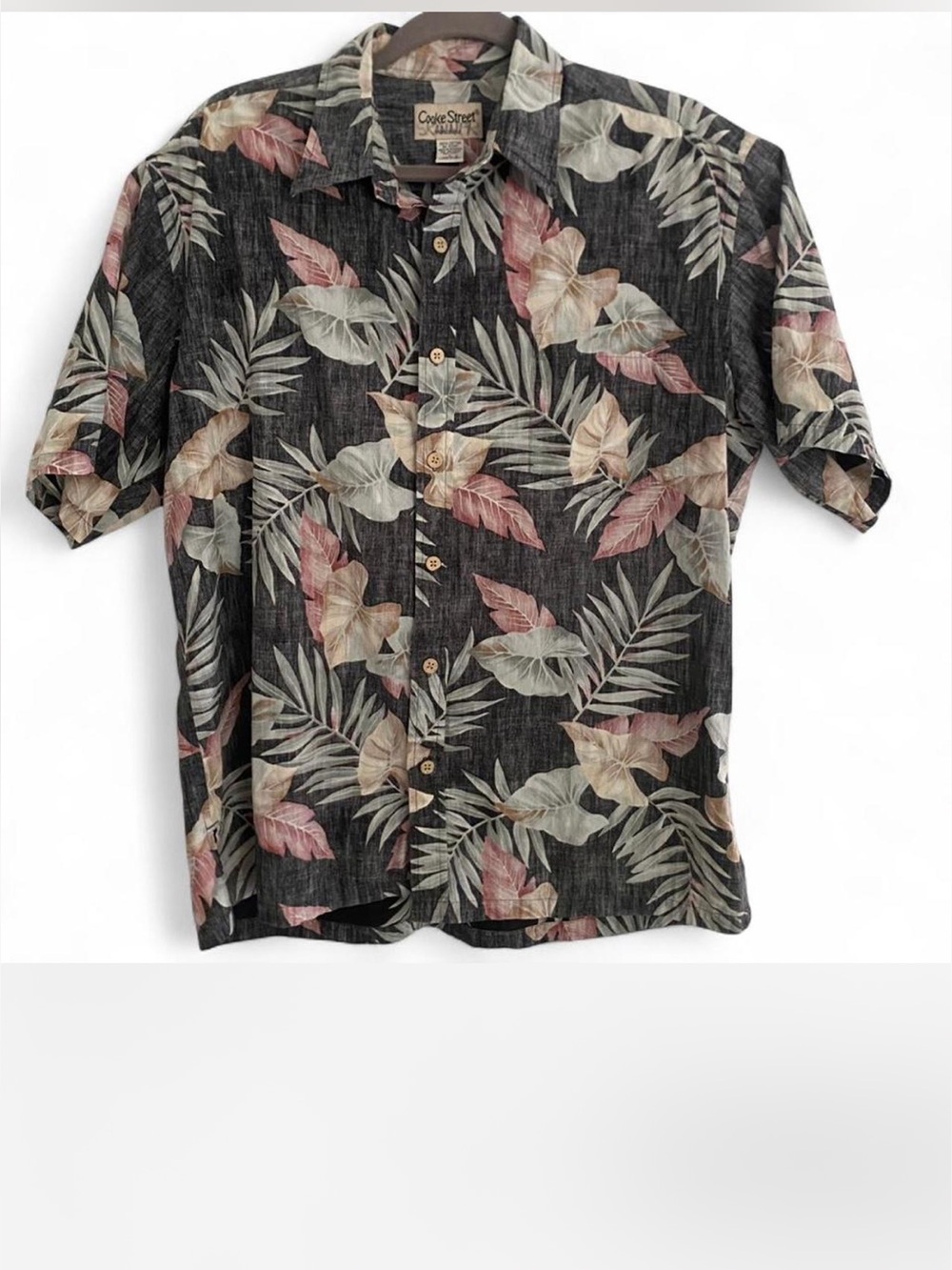 VINTAGE COOKE STREET HAWAIIAN FLORAL COTTON SHORT SLEEVE BUTTON DOWN SHIRT LARGE